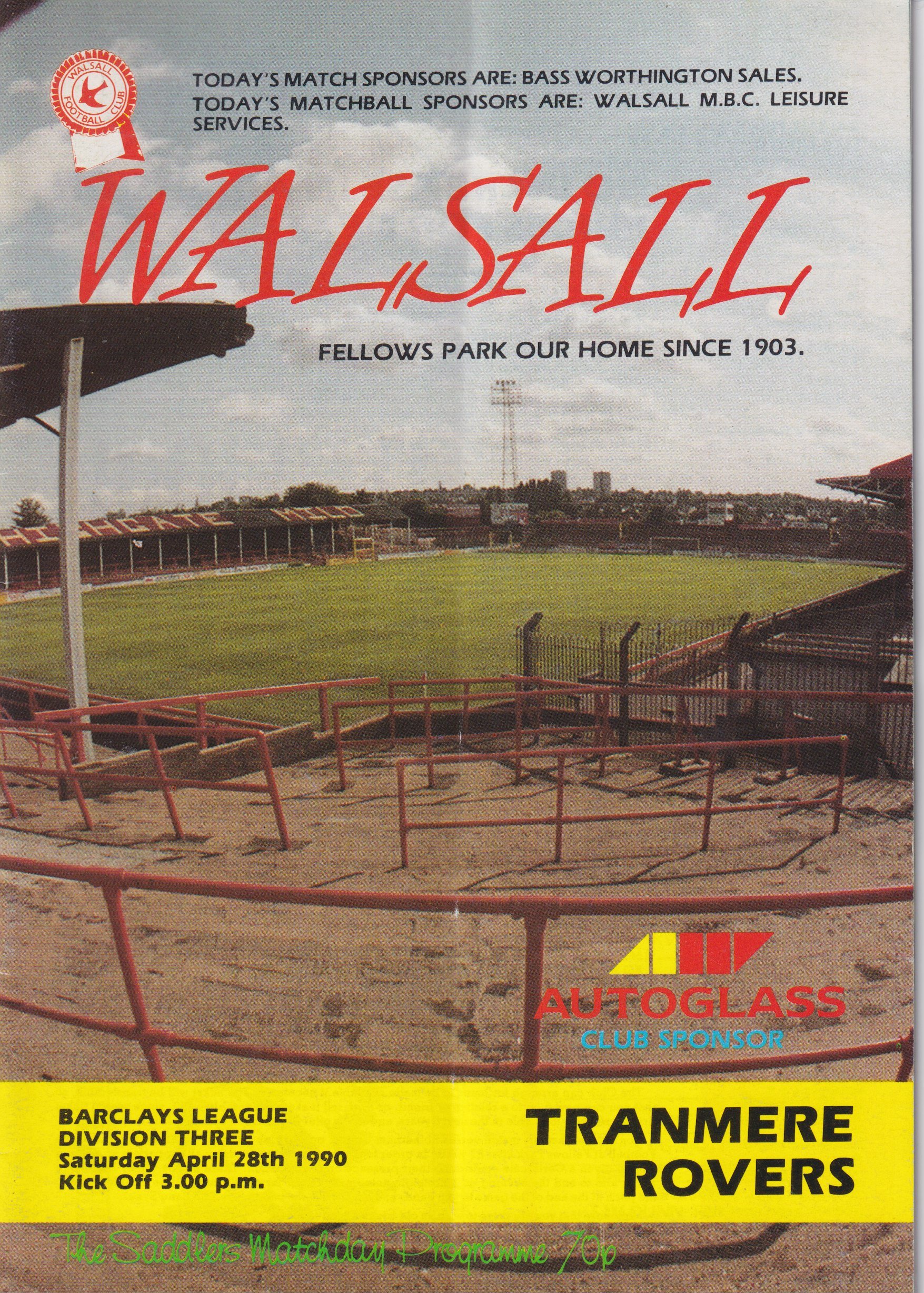 Walsall v Tranmere Rovers match programme